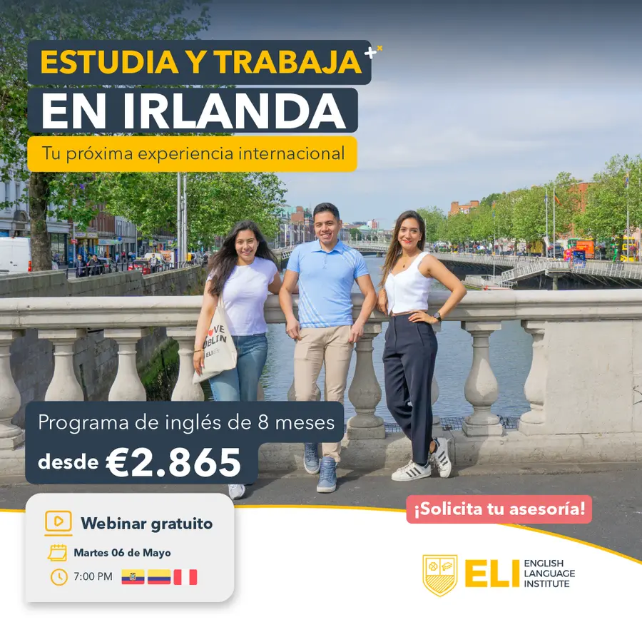 Webinar Estudia y trabaja en Irlanda 7:00 pm Ecuador, Colombia, Perú
